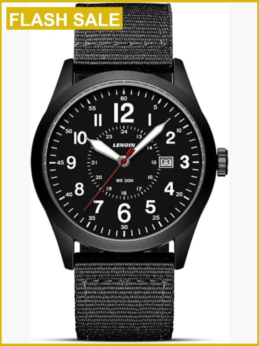 Military Watch for Men Analog Quartz Nylon Strap Water Resistant Luminous Date
